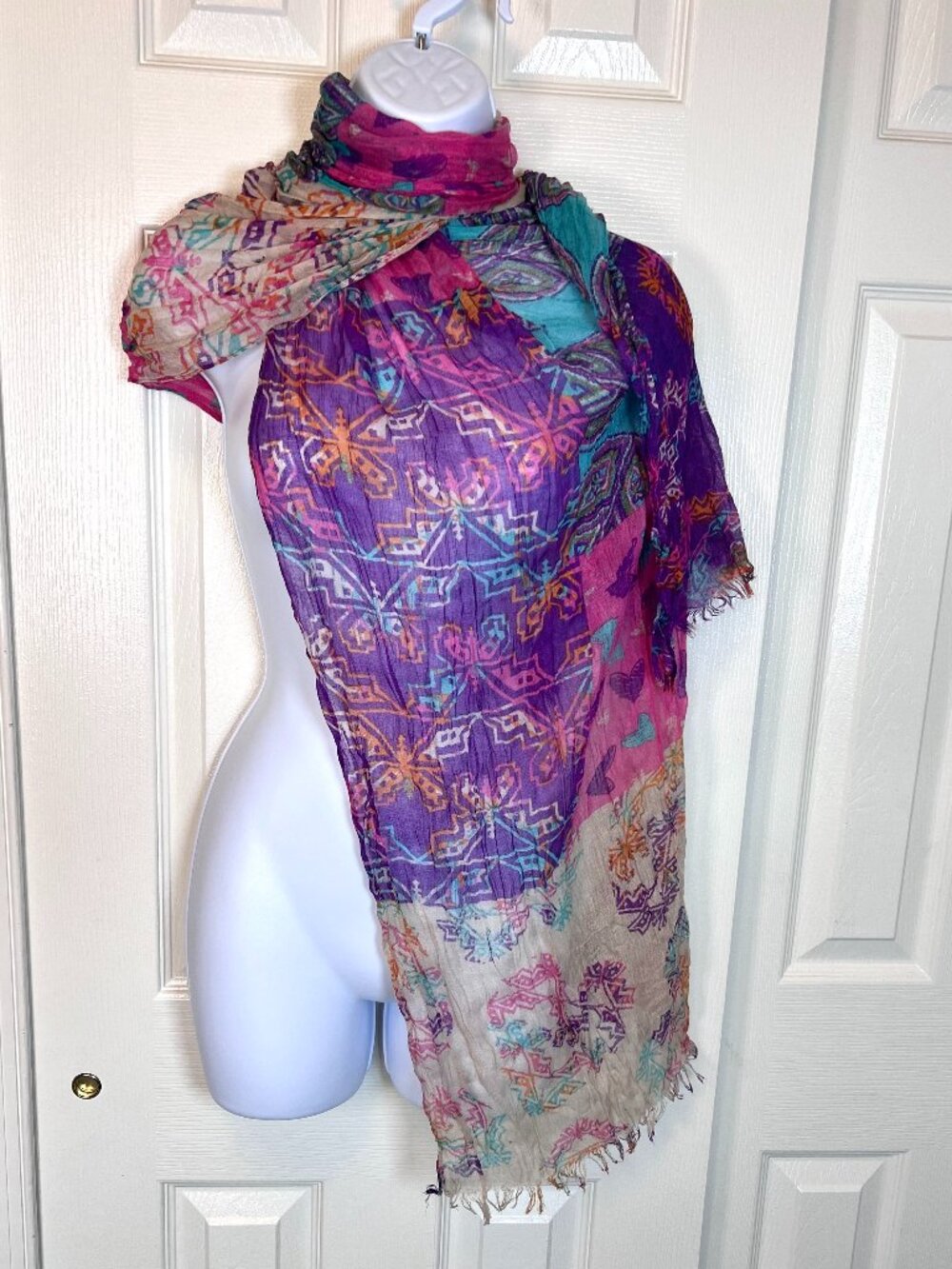 Bohemian Purple & Teal Printed Women's Scarf